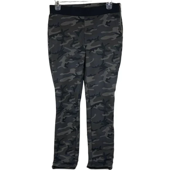 GAP Black/Gray Camo Side Zip Stretch Ankle Ponte Pants Size Small - Picture 1 of 8
